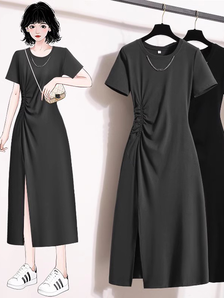 Korean Style A Line Shirt Dress - Casual Elegant Short Sleeve Dress Korean