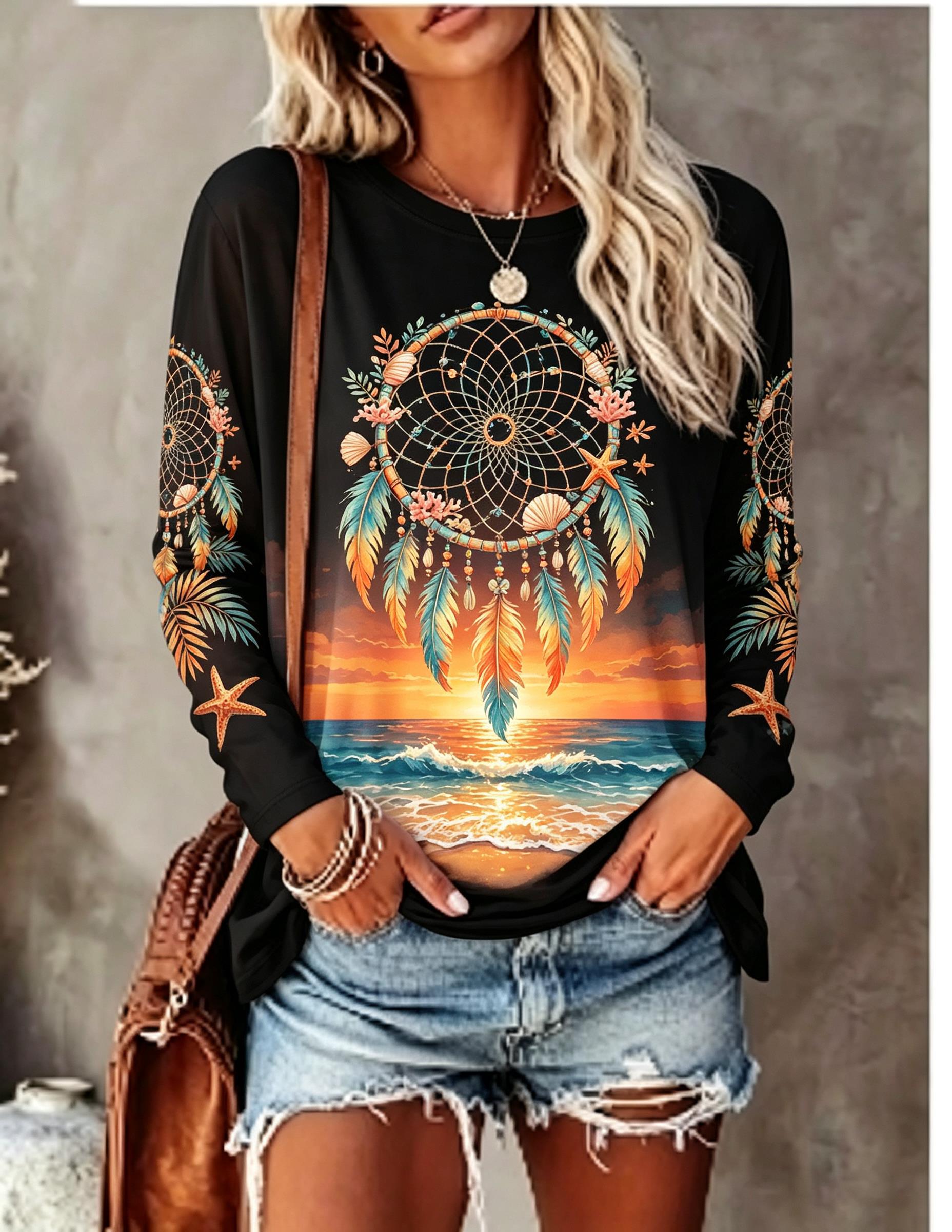 Women's Crew Neck Long Sleeve  - Blouses ulasan dan harga