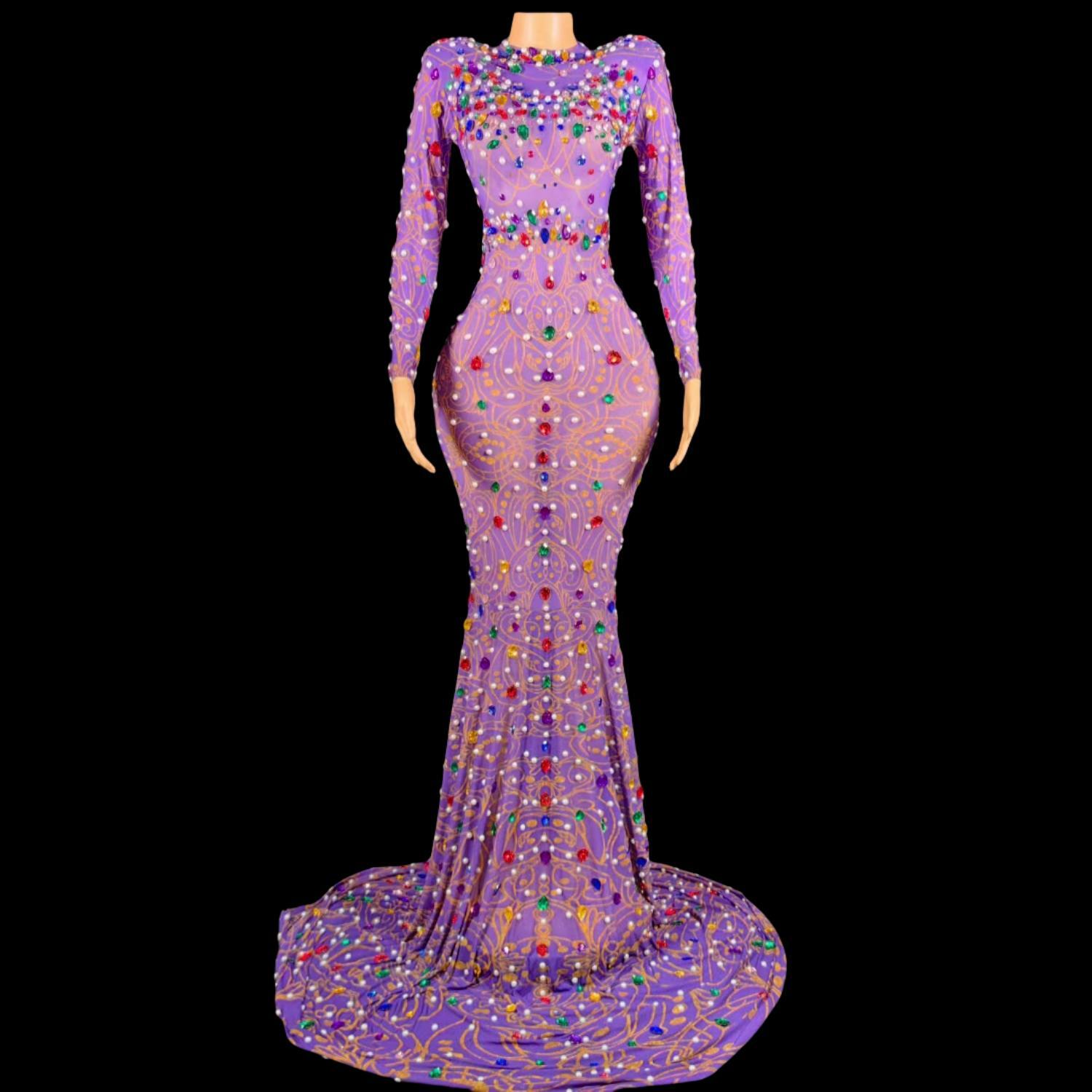 Sparkly Rhinestones Purple Mer - Sparkly Rhinestone Club Party Dress ulasan dan harga