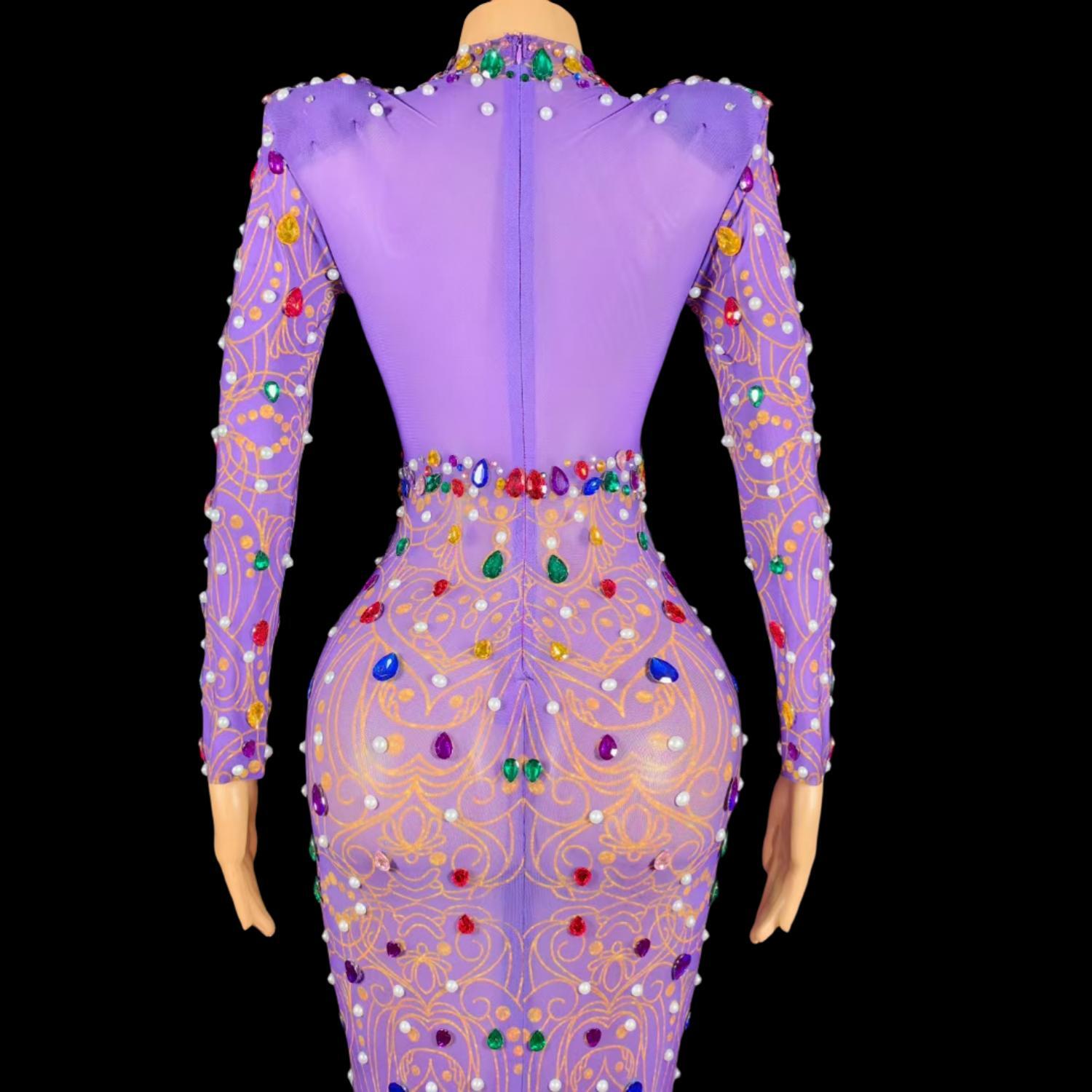 Sparkly Rhinestones Purple Mer - Sparkly Rhinestone Club Party Dress ulasan dan harga