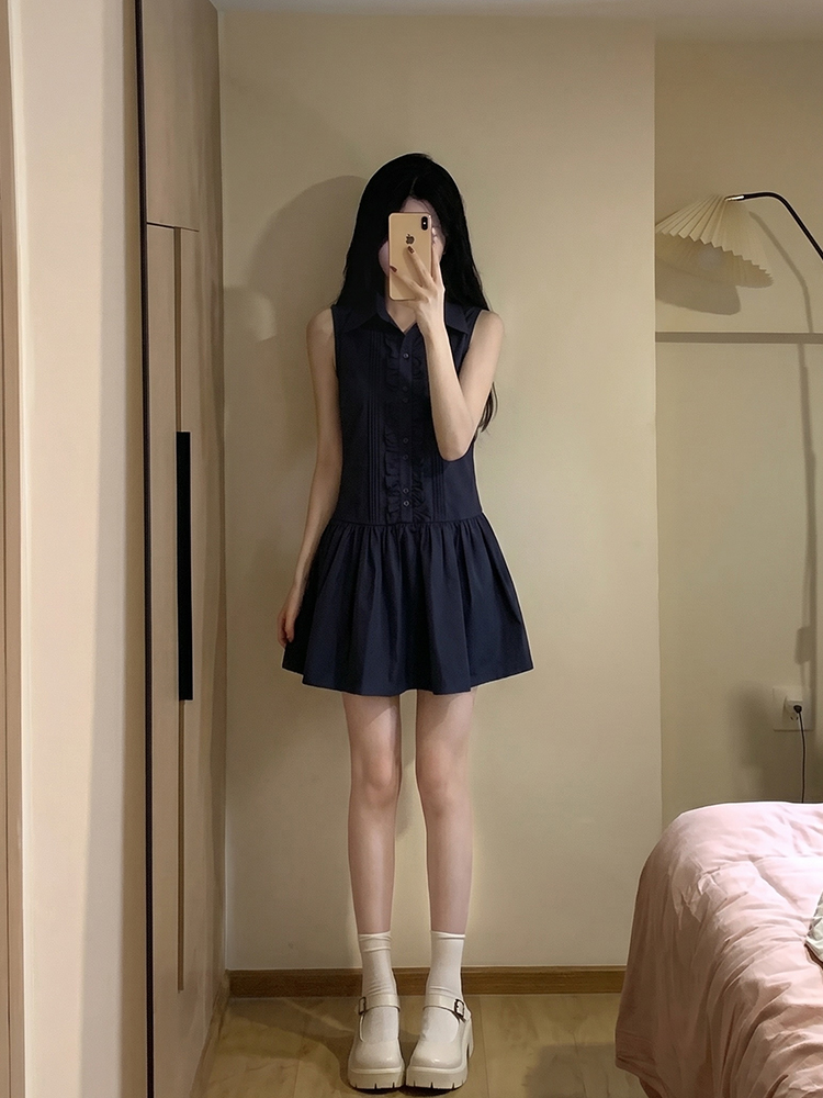 Slimming Effect Korean College - Korean Style A Line Shirt Dress ulasan dan harga