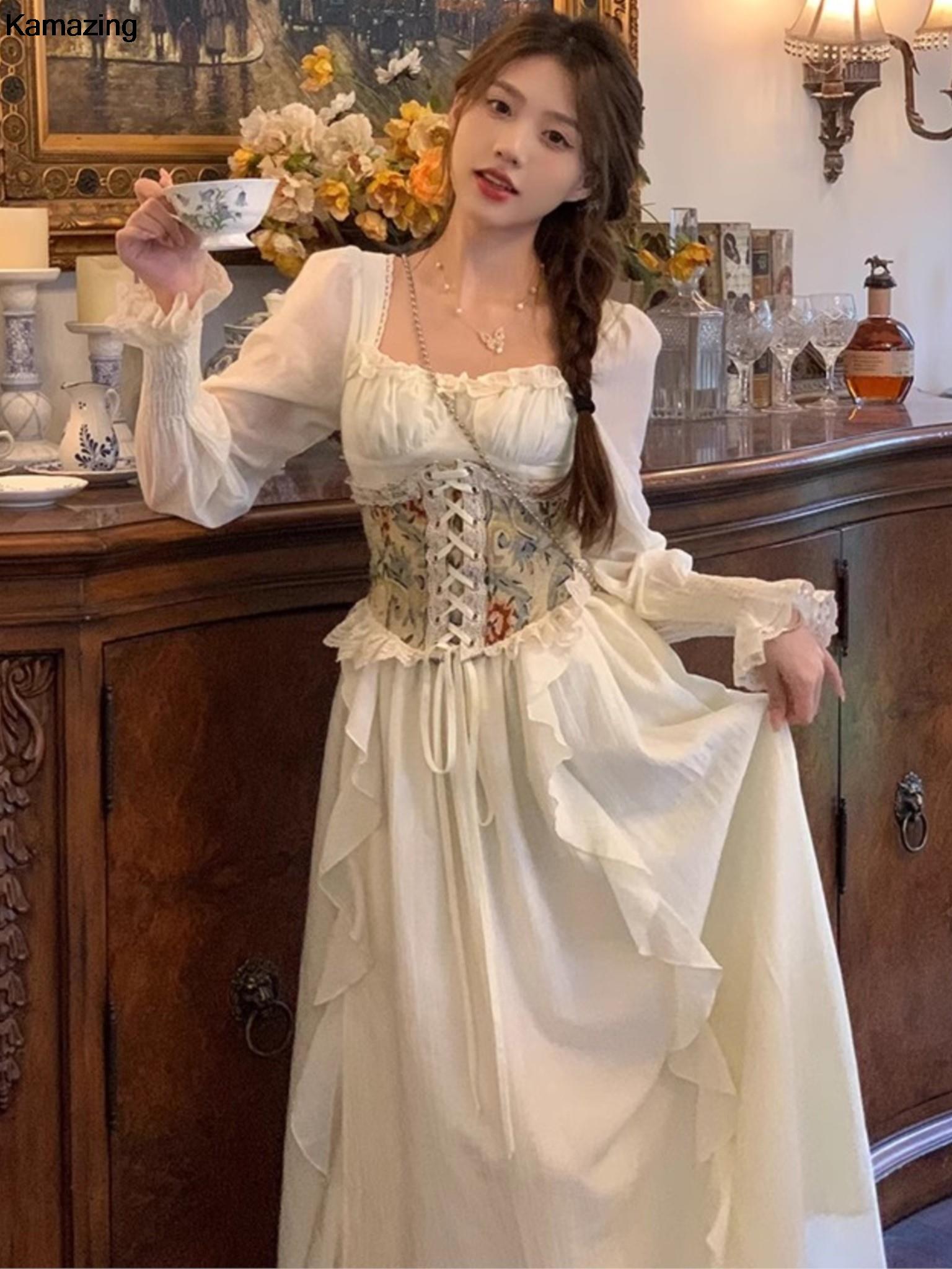 Vintage French Corset Midi Dre - French Vintage Floral Midi Dress ulasan dan harga