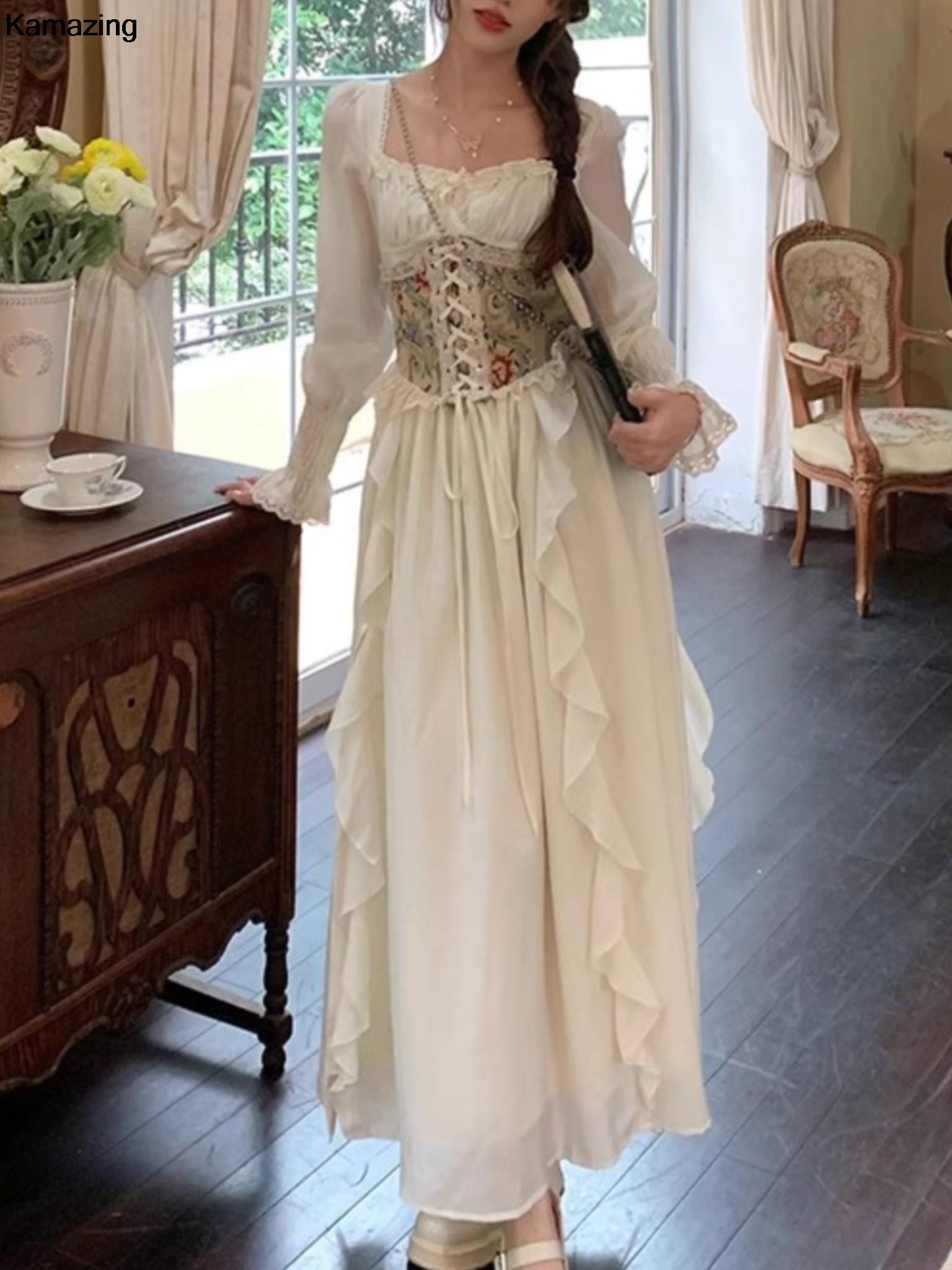 Vintage French Corset Midi Dre - French Vintage Floral Midi Dress ulasan dan harga