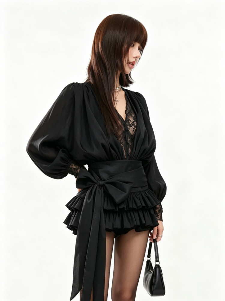 Autumn French Vintage Elegant  - French Vintage Floral Midi Dress ulasan dan harga