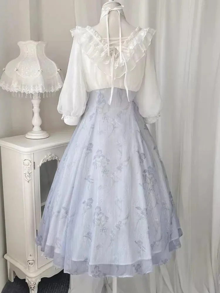 Elelgant Women Summer French V - French Vintage Floral Midi Dress ulasan dan harga