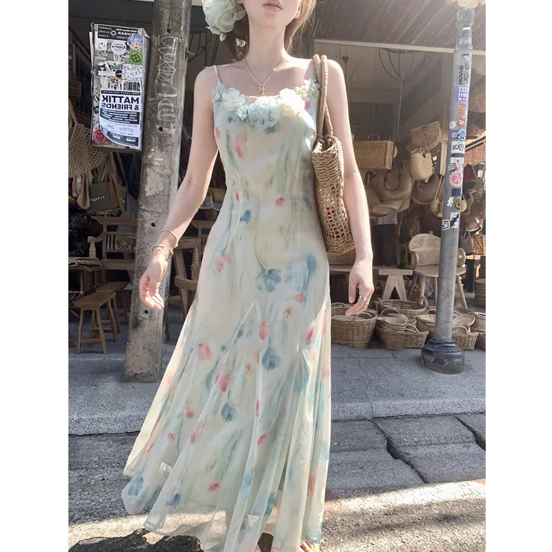 Kawaii Sweet Y2k Japanese Midi - French Vintage Floral Midi Dress ulasan dan harga
