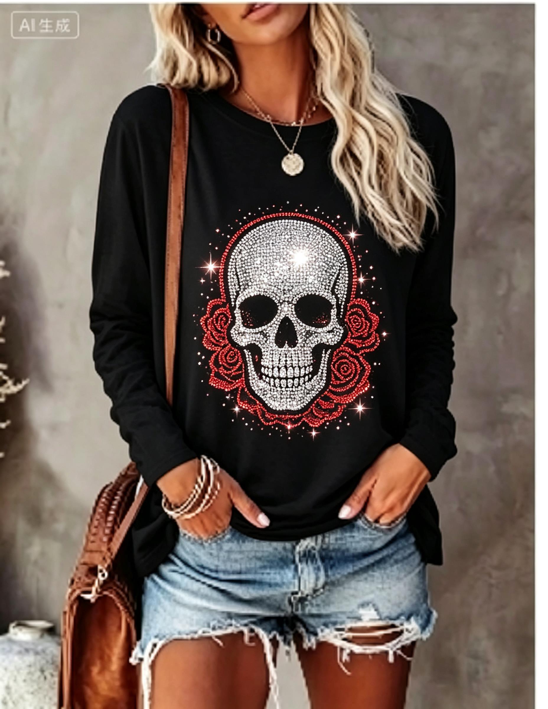 Women Long Sleeve T‑Shirt Simu - Blouses ulasan dan harga