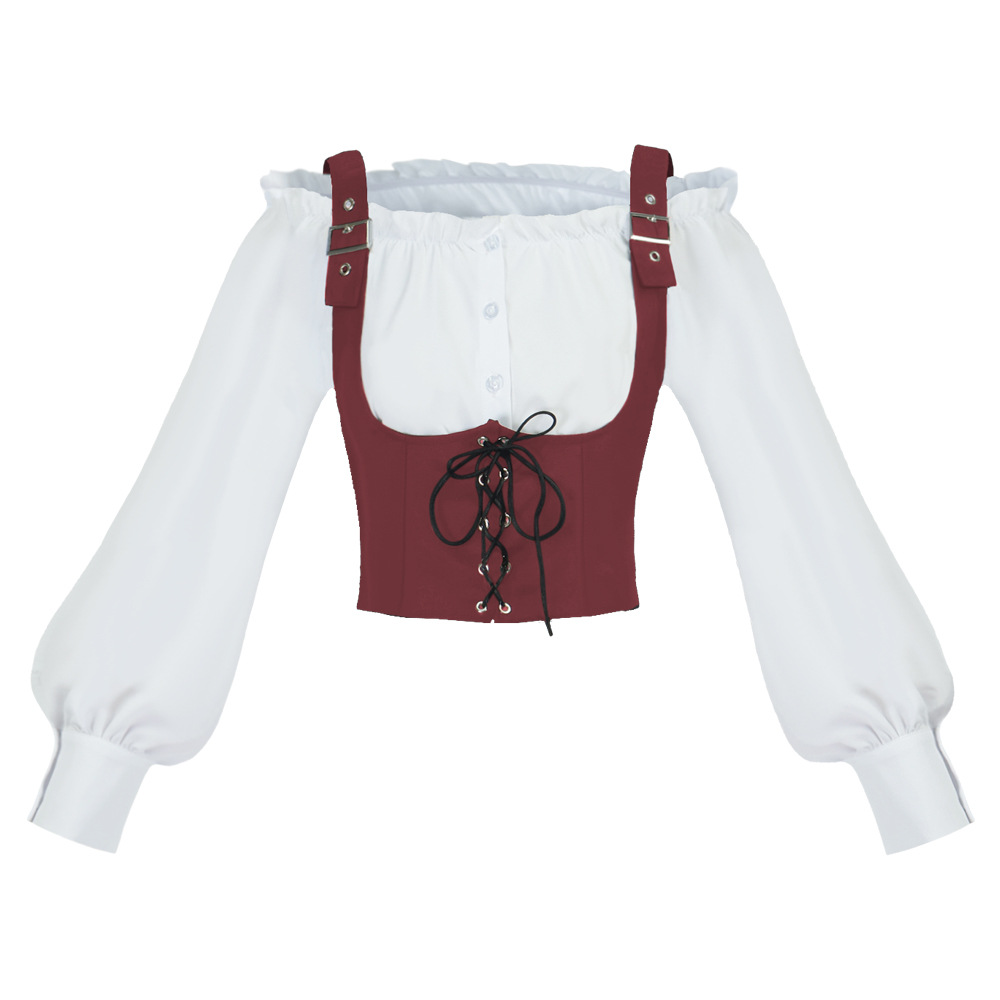 Retro Western Style Women Blou - Blouses ulasan dan harga